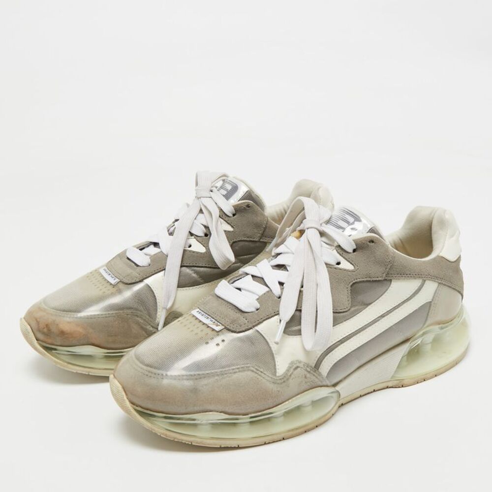 Alexander Wang Grey/white Pvc Suede And Leather Stadium Low Top Sneakers Size - Picture 2 of 7